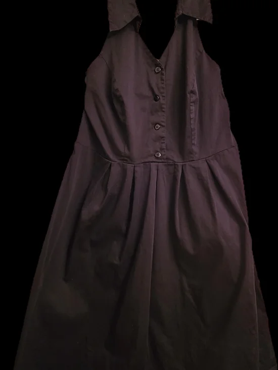 Halter Collared Fit-and-Flare Dress in Black - Picture 2 of 11